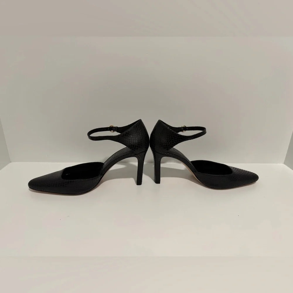 J. Crew Made-in-Spain Jules pumps in snake-embossed black leather CC063 $278 11